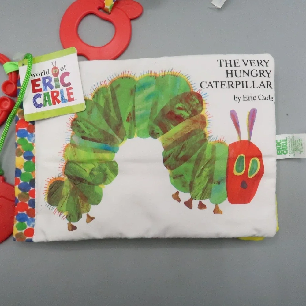 Eric Carle Crinkle book plush very hungry caterpillar & Hang sensory Toy Lot
